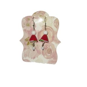 Red and White Santa Hat Earrings Hand Made